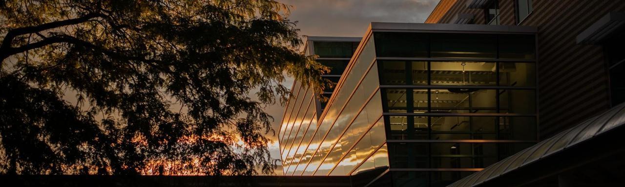 sunset reflections on Lake Ontario Hall